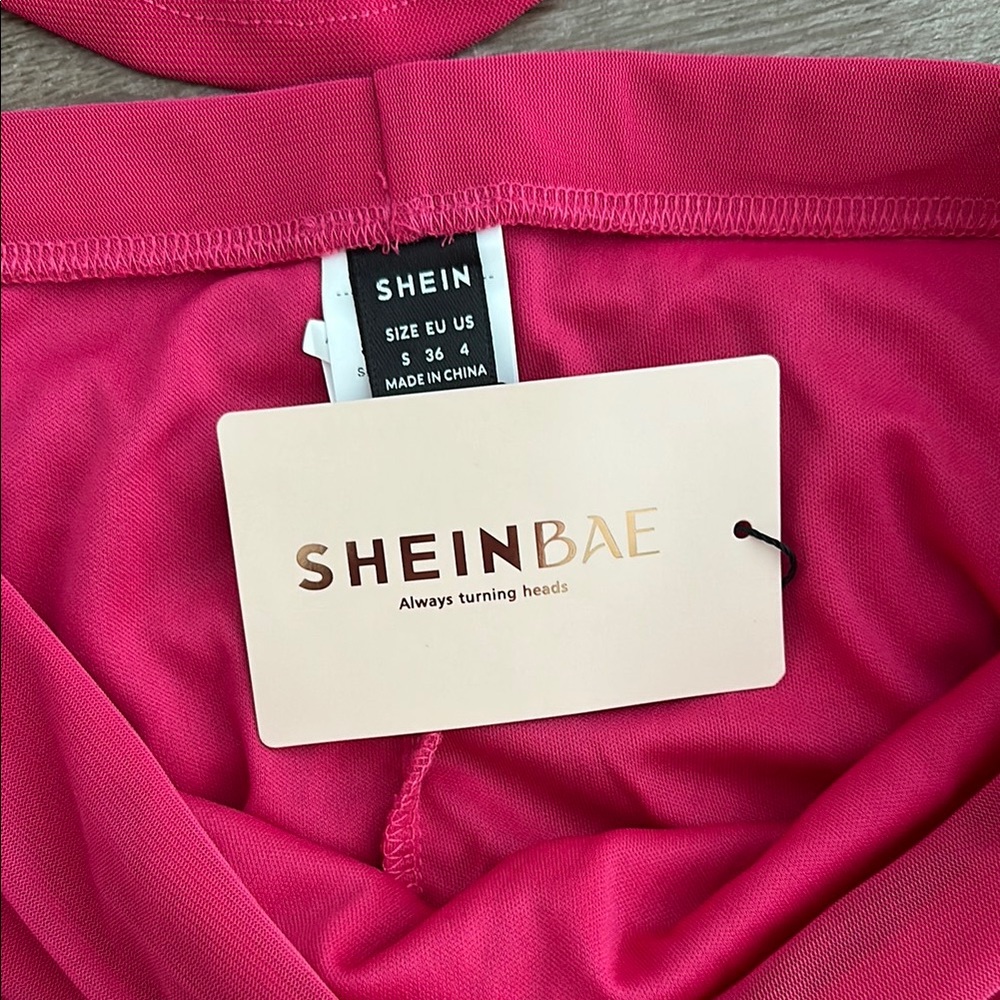 Hot Pink Ruched Two-Piece Set - Picture 2 of 7
